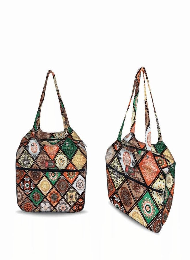 Temoli Handbag or Travel Bag for carrying things or also used as a office bag or college bag,Rangoli & Multicolor,2 Pcs - Image 2